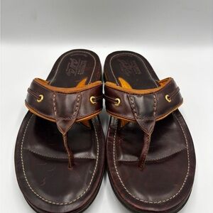 Sperry Men’s Top Sider Thong Gold Cup Collection Leather Sandals Size 12
